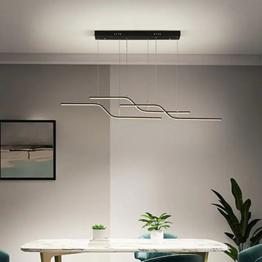 Arisha minimalistische geometrische metalen hanglamp met 3 lampen, eetkamer