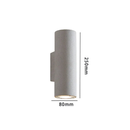 Ray Minimalist Cylindrical Double-headed Cement Outdoor Wall Lamp, Black/White
