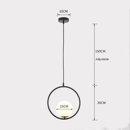 Arisha Modern Globe Metal/Glass Pendant Light, 3 Style