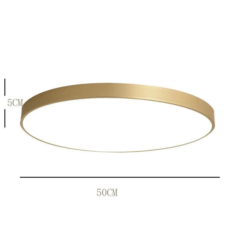 Plafonnier rond Arisha Nordic LED doré, métal et