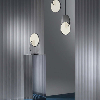 Arisha Pendant Light, Disc, Gold/Silver