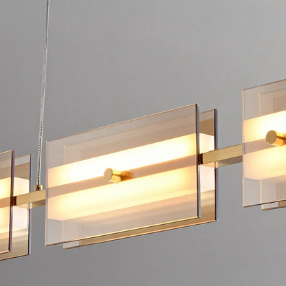 Arisha Modern Nordic Linear Copper/Glass Pendant Light, Brass/Black