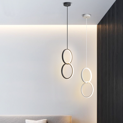 Doria Modern LED Pendant Light Black/White Metal Living Room