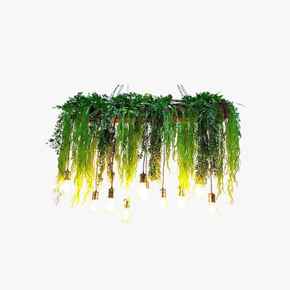 Ritta Natural Decorative Rectangular Plant Metal Pendant Light Green