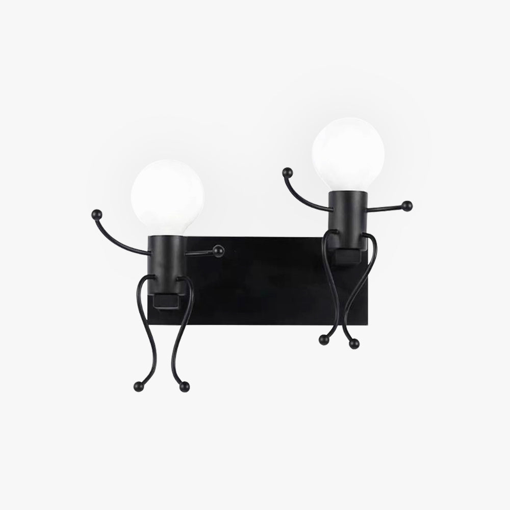 Arisha Modern Decorative Man Metal Wall Lamp, White/Black