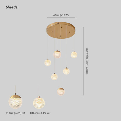 Arisha Multi Staircase Modern Art Deco Pendant Light, Gold
