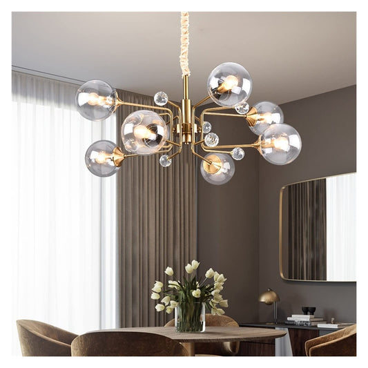 Lampadario moderno Valentina Nordic in metallo trasparente/grigio per soggiorno