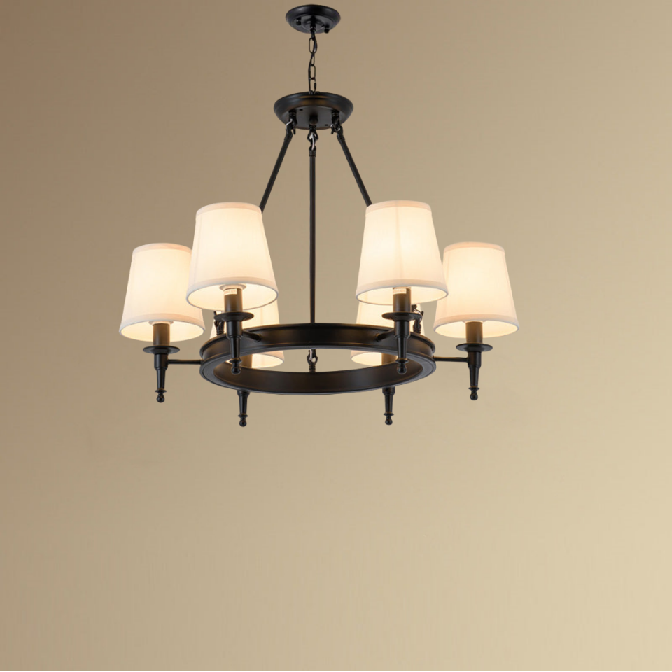 Lustre Silva vintage en métal et tissu, Noir/Cuivre