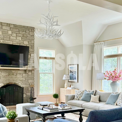 Silva Rustic Antler Metal/Resin Chandelier White Dining Room