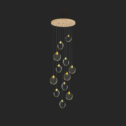 Kristy Luxury Circular Ripple Round Crystal Golden Chandelier