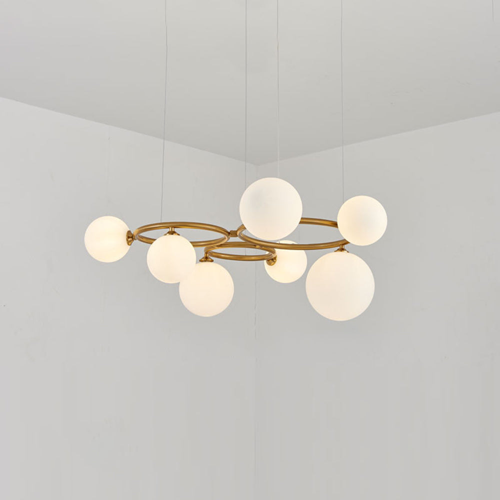 Suspension Valentina Modern Design Wave en métal et verre, blanc/or