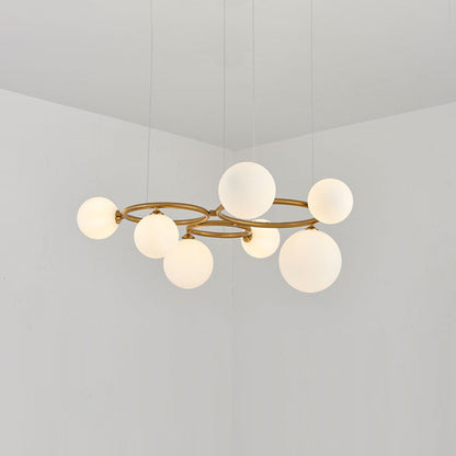 Suspension Valentina Modern Design Wave en métal et verre, blanc/or