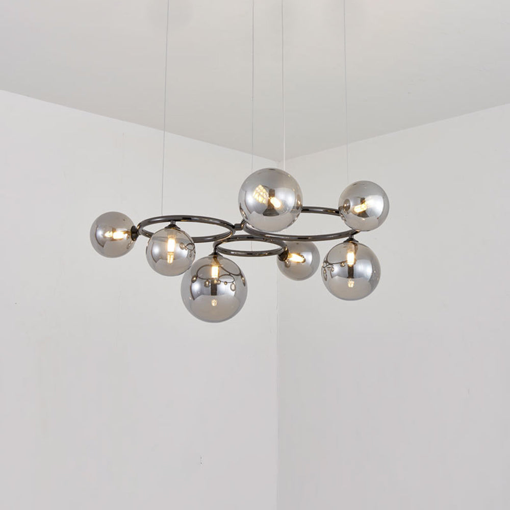 Suspension Valentina Modern Design Wave en métal et verre, blanc/or