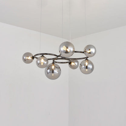 Suspension Valentina Modern Design Wave en métal et verre, blanc/or