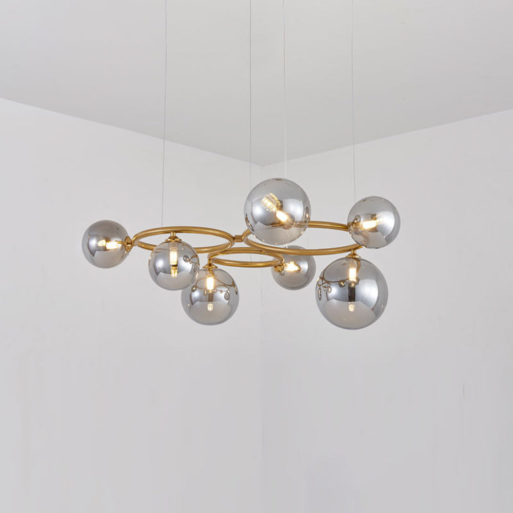 Suspension Valentina Modern Design Wave en métal et verre, blanc/or