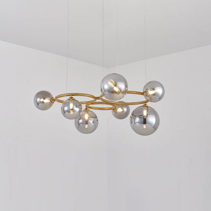 Suspension Valentina Modern Design Wave en métal et verre, blanc/or