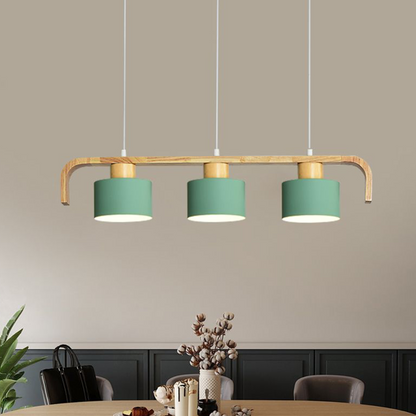 Valentina Pendant Light Cylinder Nordic, Bamboo, White/Green/Gray, Bedroom