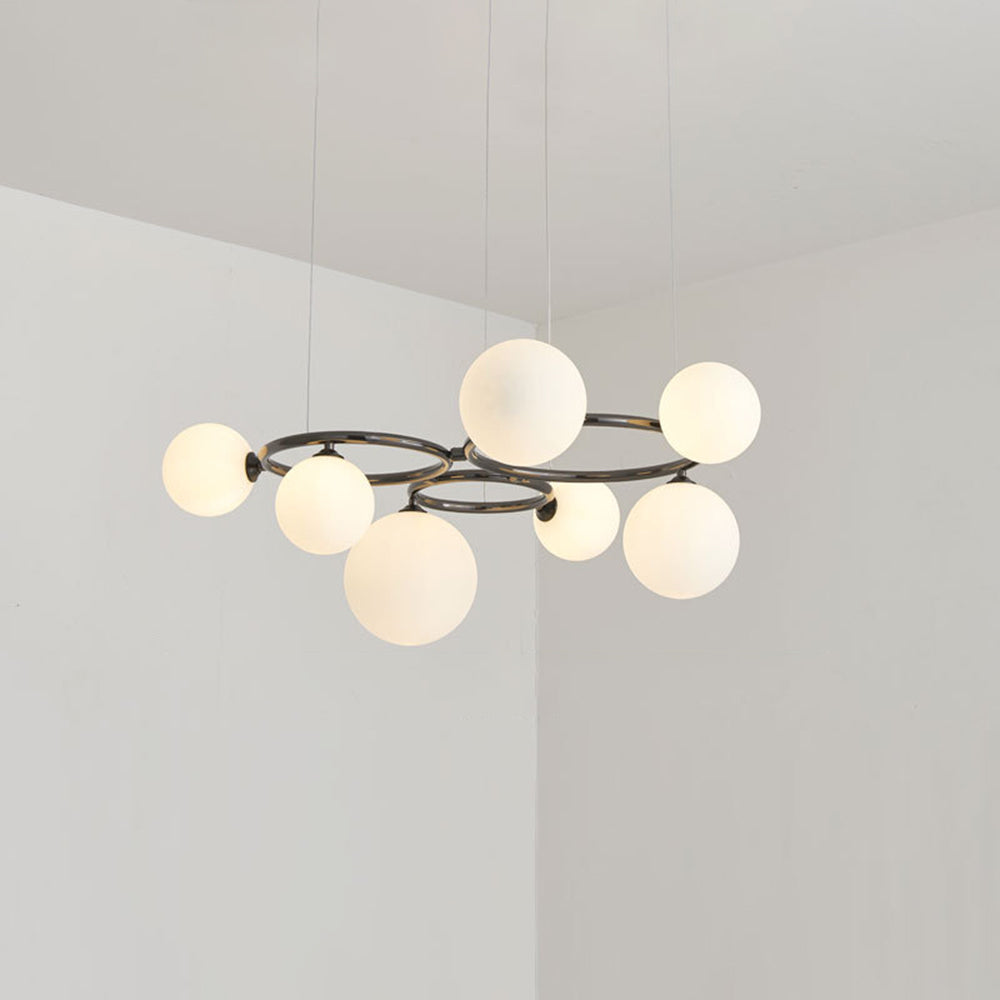 Suspension Valentina Modern Design Wave en métal et verre, blanc/or