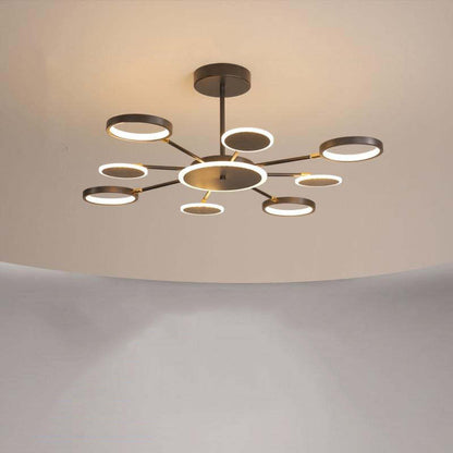 Arisha Modern Led Chandelier, Geometric, Black Dimmable