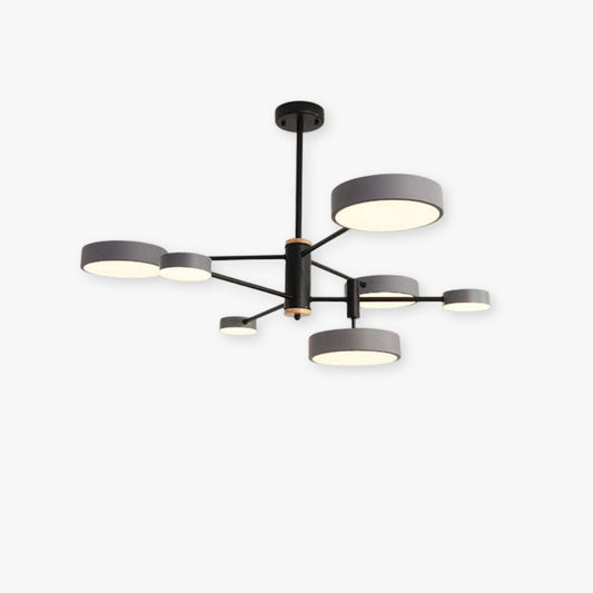 Arisha Hanglamp LED, Metaal & Hout, Grijs/Wit/Goud