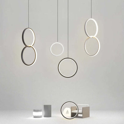 Doria Modern LED Pendant Light Black/White Metal Living Room