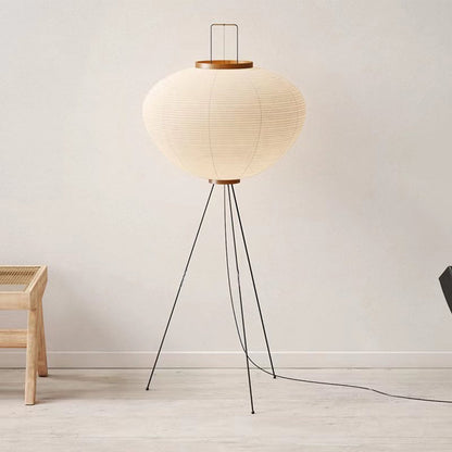 Renée Minimalist Tripod Lantern Paper Floor Lamp, White