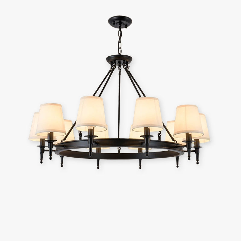 Lustre Silva vintage en métal et tissu, Noir/Cuivre