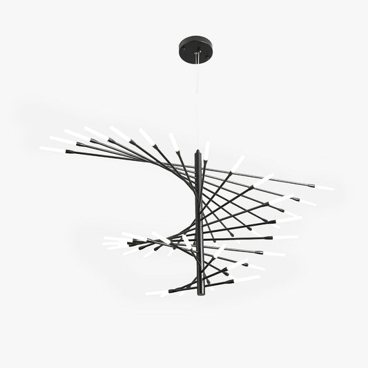 Arisha Modern Chandelier Rotating Fireworks, Black/Gold, Living Room/Art Gallery
