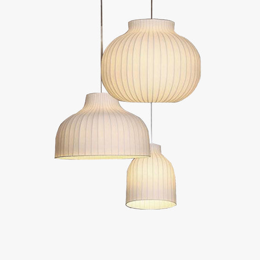 Ritta Franse vintage witte hanglamp, synthetische zijde