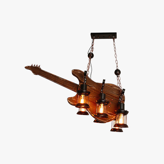 Epoch boerderijgitaarhanglamp, metaal/hout, walnoot