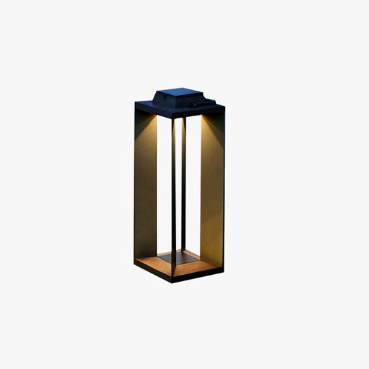 Ray Minimalist Cuboid Outdoor Floor Lamp, Hardwired, Black