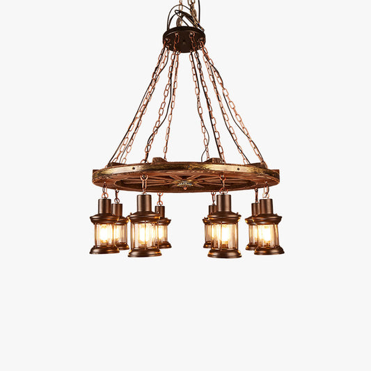 Epoch Vintage Roer metaal/hout hanglamp, walnoot