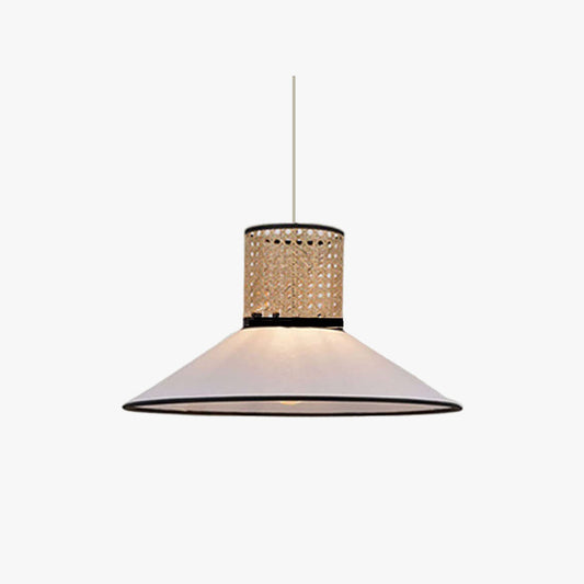 Ritta Modern rotan/stof hanglamp, wit
