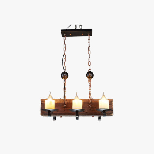 Epoch Retro Rechteckige Pendelleuchte aus Metall/Holz, Walnuss