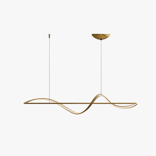 Zelin Pendant Light Wave Minimalist Designer, Metal, Brass/Black