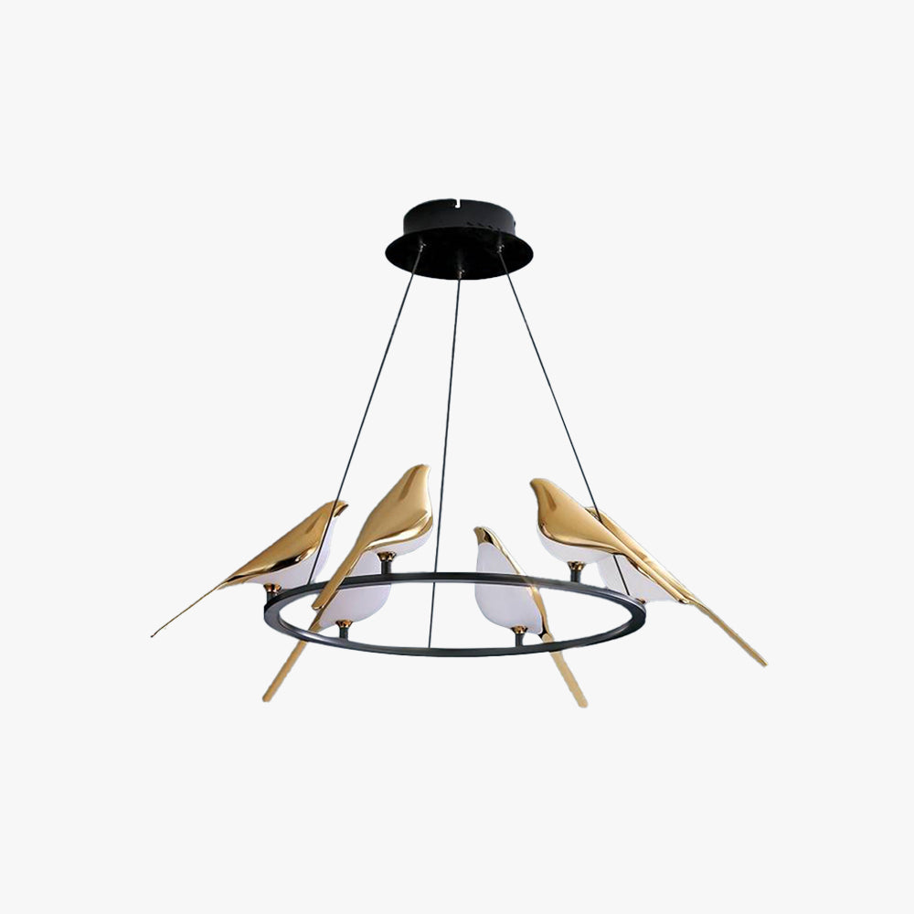 Arisha moderne Vogel-Pendelleuchte, Gold und Schwarz, 2 Stile
