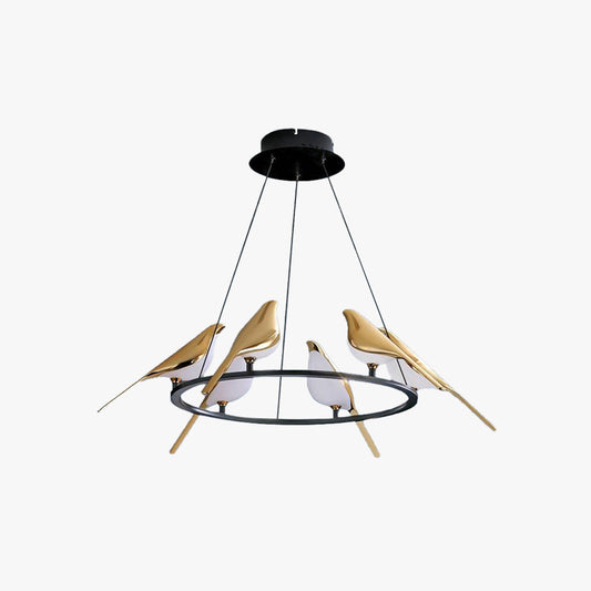 Arisha moderne Vogel-Pendelleuchte, Gold und Schwarz, 2 Stile