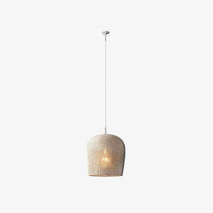 Ritta Wabi Sabi Bird Cage Rattan/Metal Pendant Light, Black/White