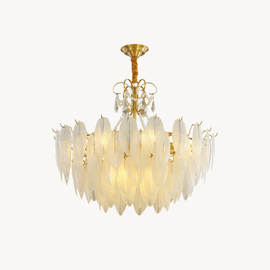 Kristy elegante parel/glas/metaal kroonluchter, wit