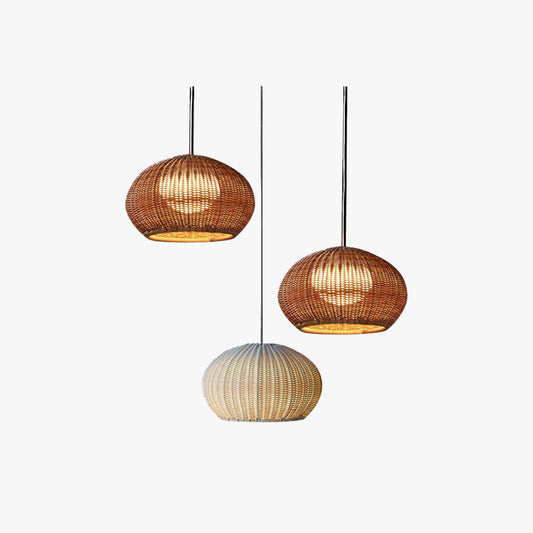 Ray Modern Lantern Pendant Light, Metal/, Beige/Coffee