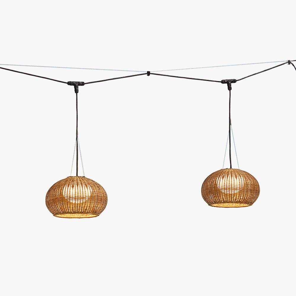 Ray Retro Lantern Gold Pendelleuchte, Bambus/