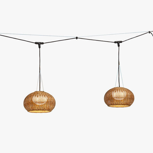 Ray retro lantaarn gouden hanglamp, bamboe/