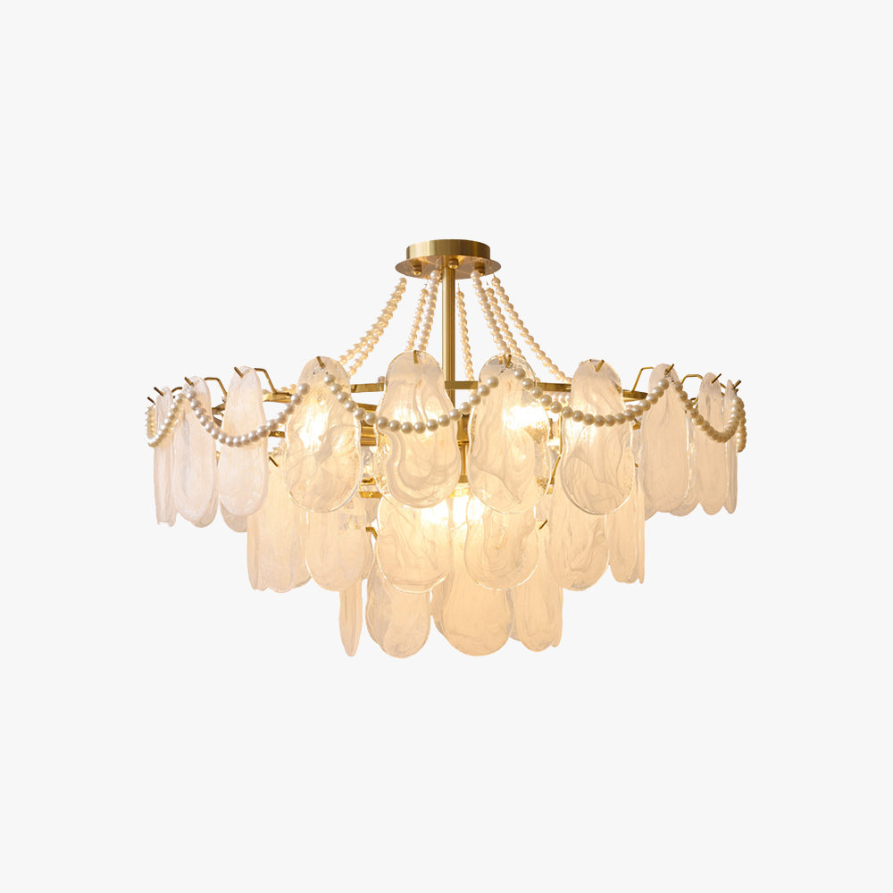 Lustre Kristy Élégant perle/verre/métal, blanc