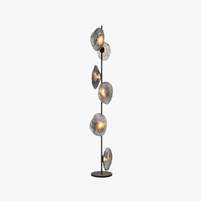 Byers Luxury Flower Metal/Glass Floor Lamp, Black/Gold/Grey