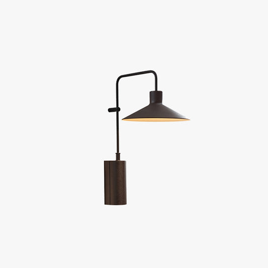 Lámpara de pared impermeable para exteriores de metal con forma de cono ancho minimalista moderna Ray, café/verde