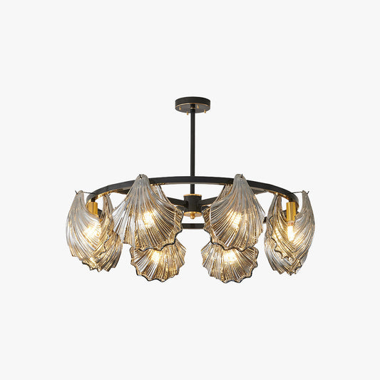 Kristy moderne ringvormige hanglamp van metaal en glas, zwart/goud