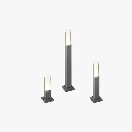 Ray moderne metalen rechthoekige buitenpadverlichting met sensor, zwart