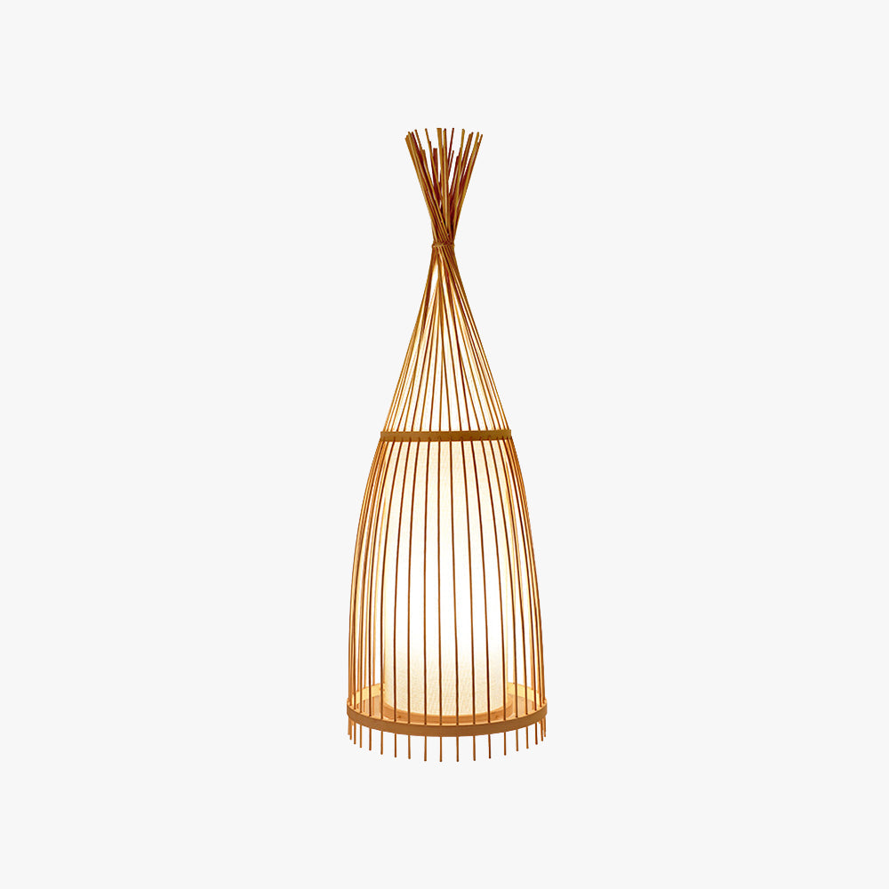 Ozawa Rustikale Flaschen-Stehlampe, Rattan/Stoff, Schlafzimmer