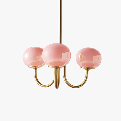 Valentina Retro Art Deco Globe Chandelier, White/Pink/Beige