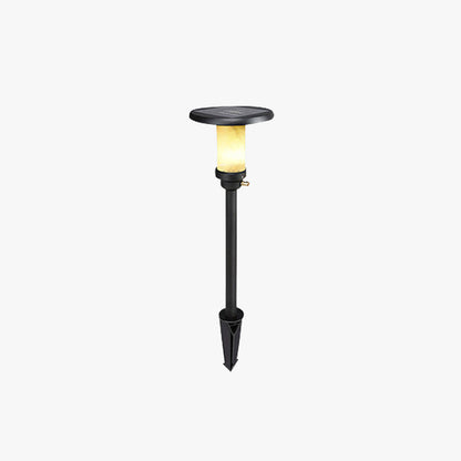 Ray Modern Metal/Marble Solor Outdoor Ground Light, Black